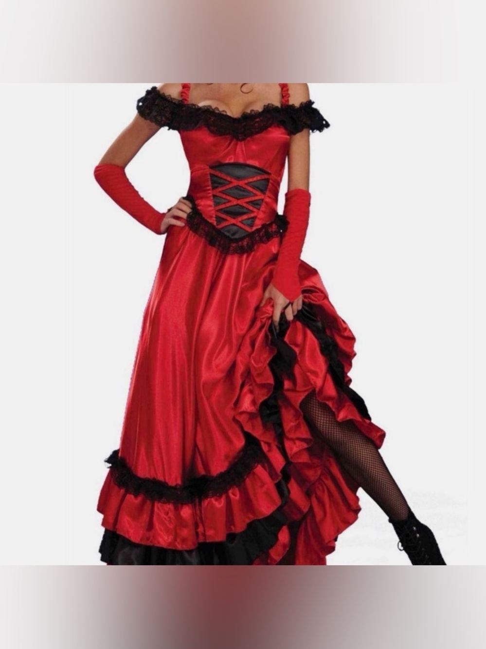 Red Satin Corset-Style Women’s Dress